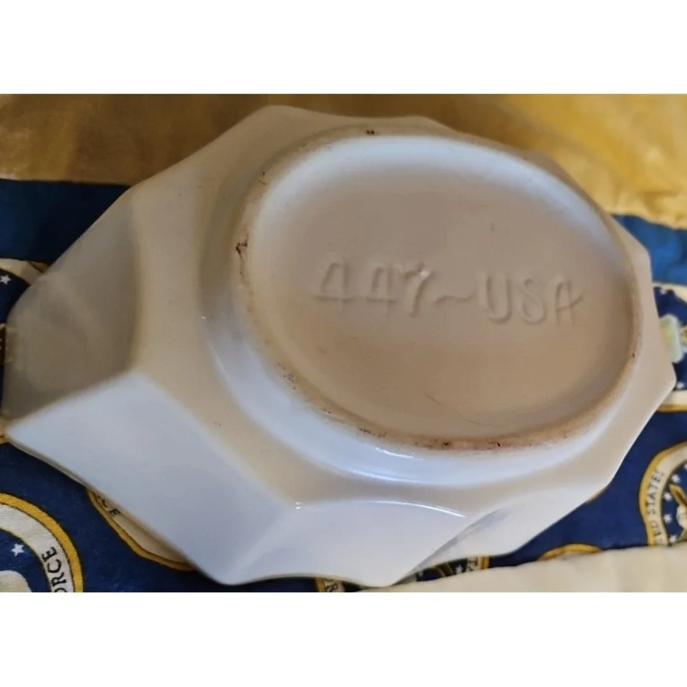 Vintage White Planter Bowl Hull 447 USA 6.75